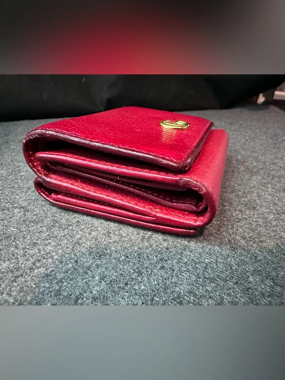 Gucci Compact Wallet Trifold Marmont Leather red